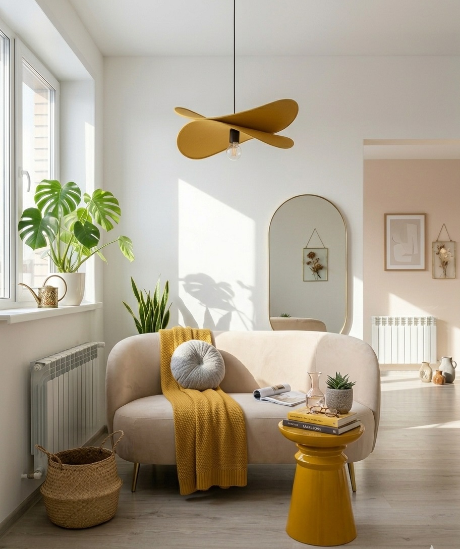 sofa na nóżkach do małego salonu